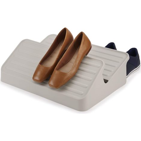 Großes Shoe-In™ Schuhregal Ecru, für die Schuhaufbewahrung, kompaktes Design, robust, maximiert den Platz, einfach zu montieren, ideal für die Organisation von Schuhen.