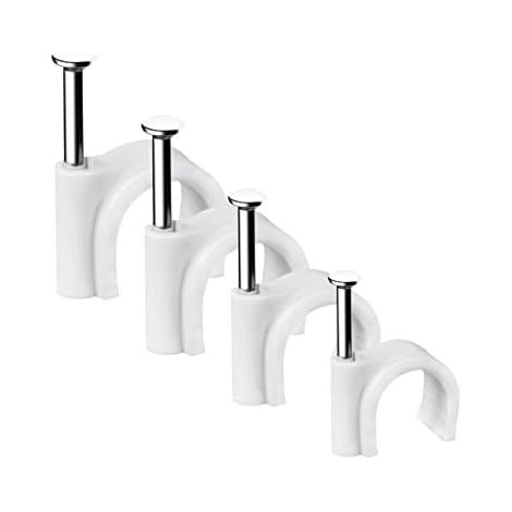 Lot de 400 Clips câble Ronds Solides et durables, Attache Câble, Range Fixation Câble électrique, 4 Tailles mm, 6 8 10 mm - pour Ranger Les câbles White-4/6/8/10mm