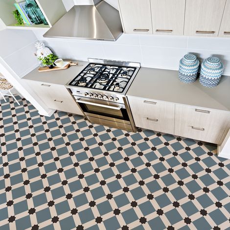 Sticker sol anti-dérapant mosaïque vintage 60x100cm – Surface 0,6m² – Pose facile sur carrelage, linot, parquet – Repositionnable (1/4)