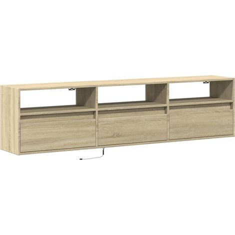 Mobile TV multimediale scaffale per televisione televisione buffet sala da pranzo soggiorno camera da letto a parete con LED rovere Sonoma 180 x 31 x 45 cm marrone 020027830