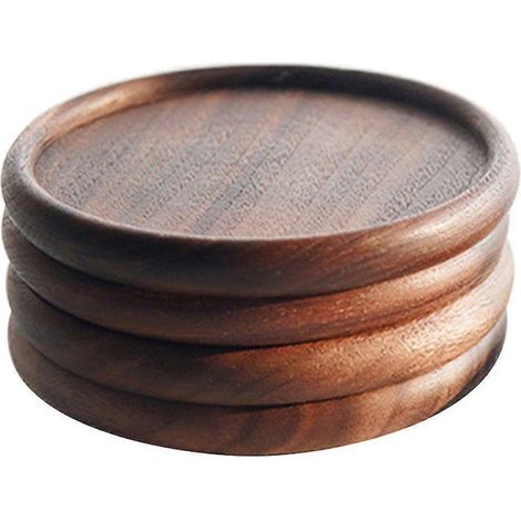 Lot de 4 sous-verres ronds en bois pour table basse, décoration intérieure (1/4)