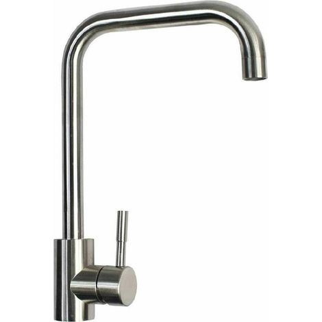 TRADE SHOP - Rubinetto Lavello Cucina Canna Alta Quadrata Miscelatore Ottone Satinato 52813 - (1/3)