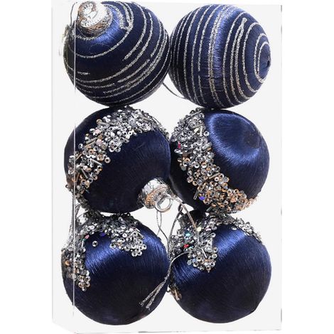 Lot de Boules de Noël incassables en Velours – avec Cordon en métal pour piscine (1/5)