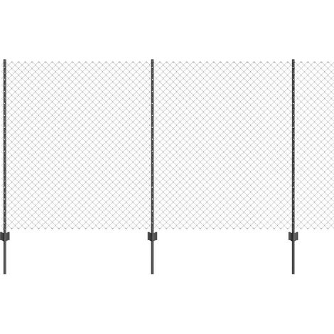 Grillage rouleau,Clôture à chaîne avec 20 poteaux gris 1,4x10 m en acier CFW9316901 (1/4)