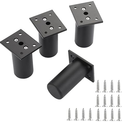 Lot de 4 pieds de meubles réglables en alliage d'aluminium pour sommier, armoire, table (noir, hauteur 80 mm) (1/5)