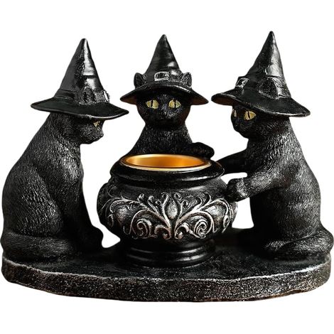 Bougeoir d'Halloween - Figurines de chats - Décoration de (1/5)