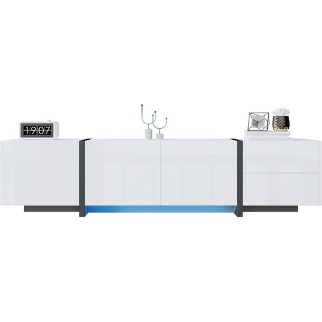 CHICFURN Mobile TV 170x30x39 cm in truciolato bianco e nero, contenitore per soggiorno (1/5)