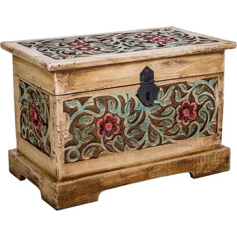 Baúl de madera artesanal marrón 30x17x20