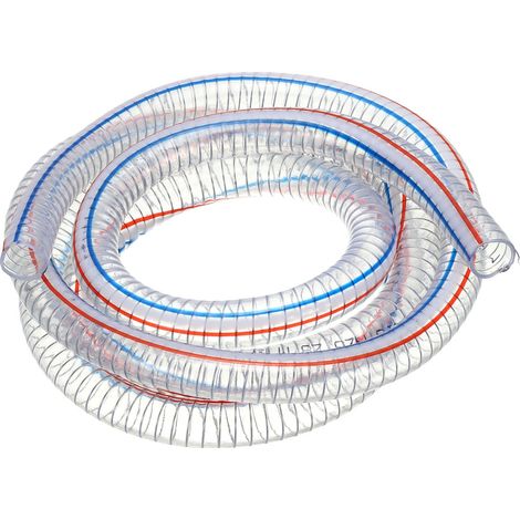Tuyau Renforcé À Fil 7/8" / 22mm ID 3 Mètres, Tuyau D'Aspiration En PVC Vinyle Résistant Aux Produits Chimiques Avec Spirale Pour Eau Carburant, Transparent (1/5)