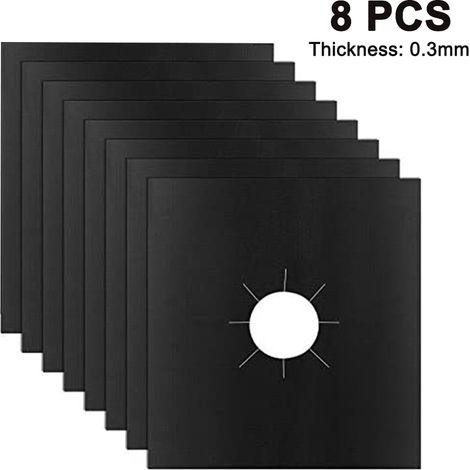 Protection Pour Brûleur De Cuisinière - Revêtement Antiadhésif En PTFE - Compatible Plaque À Gaz - 27 X 27 Cm - 8 Pièces 0,3 Mm Ou 10 Pièces 0,2 Mm (1/5)