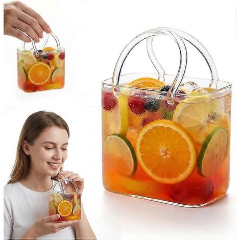 Verre à boisson en forme de sac à main, verre à vin original avec paille, vase décoratif, bocal à poissons pour chambre mignonne 1 (1/5)