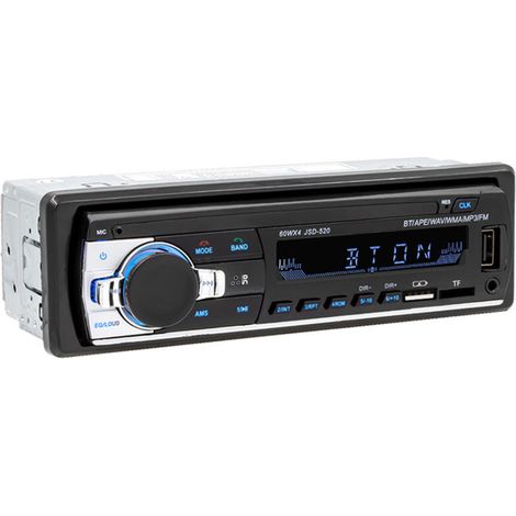 Autoradio avec kit Mains Libres Bluetooth, Lecteur USB/TF/MP3, Radio FM avec Télécommande au Volant,Fonction de Chargement Rapide,Adaptateur d'antenne,Radio Universelle 1 DIN 60 W4