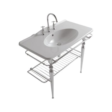 Struttura Paestum terra in ottone con lavabo cm. 100x55 bianco