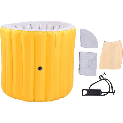 Baignoire Pliable pour Adulte Baignoire de Trempage Portable Gonflable en PVC avec Pompe Salle de Bain SPA Petits Espaces Jaune (1/5)