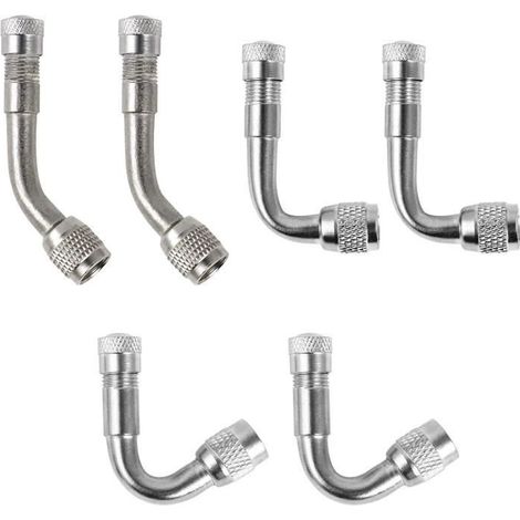 Extension de Valve de Pneu,Raccord Prolongateur Coude pour valve Pneu,y compris 2 Pcs 45°,2 Pcs 90°,2 Pcs 135°,6 Pcs,Haute qualité (1/4)