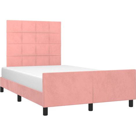 vidaXL Giroletto con Testiera Rosa 120x200 cm in Velluto (1/4)