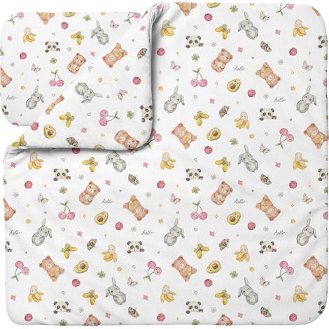 Waldin Ropa de Cama Bambú Bebé sin Funda, Edredón y Almohada 75x75 cm, Candycute Blanco