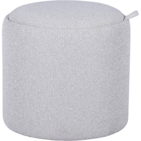 Pouf avec rangement en tissu convertible en table d'appoint ø40cm - Beige chiné - Zoe (1/5)