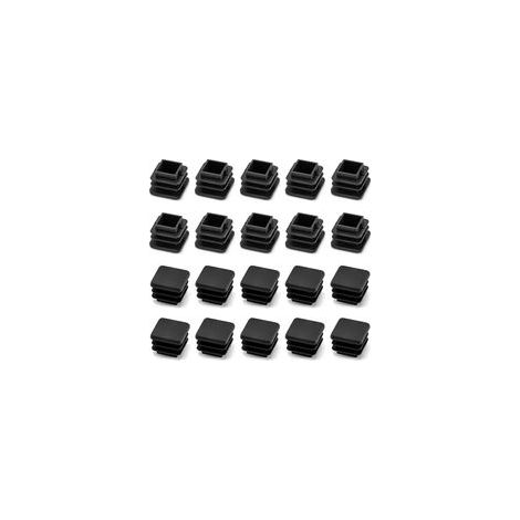 20 Embouts Carrés Noirs 2x2cm Pour Tubes Métalliques, Bouchons De Protection Pour Pieds De Chaise Et Meubles (1/4)