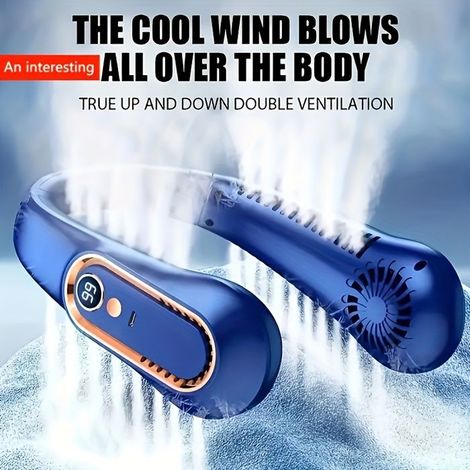 BelleRise - Ventilateur de cou sans pales — Mini-ventilateur sportif portable rechargeable par USB, avec réglage du vent à 5 vitesses (1/5)