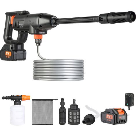 Nettoyeur haute pression sans fil, 580 PSI, 1,1 GPM, nettoyeur portable, pistolet de lavage haute pression portatif pour voiture avec batterie 4,0 Ah, chargeur, buse 6 en 1, pour le nettoyage et l'arr (1/5)
