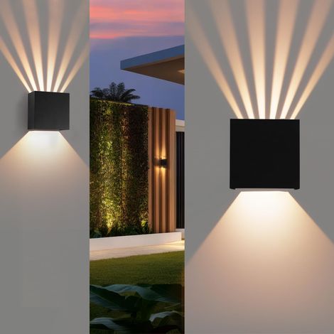 Lot de 2 appliques murales LED pour intérieur et extérieur éclairage haut et bas faisceau réglable lumière blanche chaude pour salon et jardin (1/5)