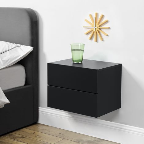 Estantería con 2 cajones para Pared Ampfing aglomerado - 40 x 29 x 30 cm -  Negro [en.casa] (1/5)