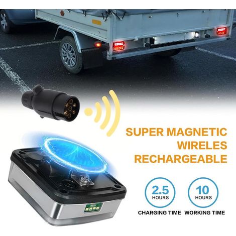 KINZON Magnetische kabellose Anhänger-Rückleuchten, IP65 wasserdichtes, wiederaufladbares LED-Lichtset, Brems- und Blinklichter für LKW, Wohnmobil, Boot und Wohnwagen (1/5)
