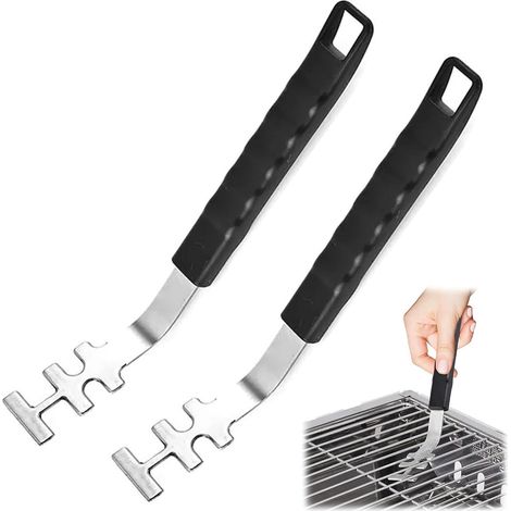 2 Pièces Lève-Grille Acier Inoxydable 27,5cm Poignée PP Résistante Chaleur Pour Barbecue Gaz Charbon Électrique (1/5)