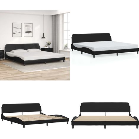Bettgestell mit Kopfteil Schwarz 200x200 cm Kunstleder - Bettsofa - Doppelbett - Boxspringbetten - Schlafzimmermöbel - Luxusbett - Home & Living (1/5)
