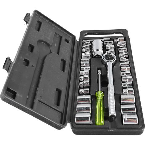 Coffret d'outils de mécanicien 40 pièces en acier au carbone, rangement facile, douilles pour la réparation et l'entretien à domicile et en atelier (1/5)