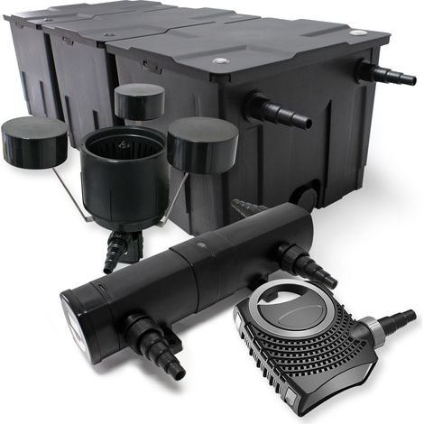 Set: Filtro bio per laghetto 90000l con Chiarificatore UVC 36W Pompa 80W Skimmer