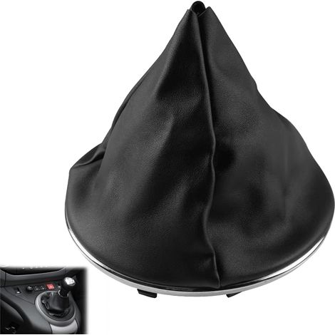 Cuffia leva cambio in similpelle con pomello e cornice inferiore per Fiat 500 500C 2007-2015 Nero