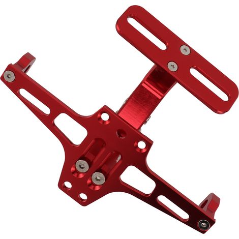Support Plaque d'Immatriculation Moto CNC Aluminium Universel Réglable Rouge, Porte-Plaque Moto Léger (1/5)