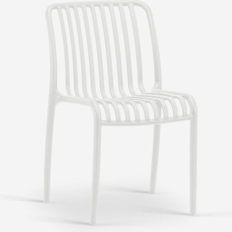 Sedia da esterno giardino moderna in polipropilene bianco nero Sawas - Bianco