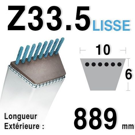 Courroie lisse série Z (section 10x6mm) Longueur ext: 888mm. (1/2)
