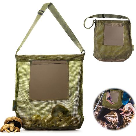 Sac de chasse champignons, sac de nourriture champignons, sac en filet de chasse, sac de cueillette de fruits, panier à champignons, sac de collecte, camping voyage randonnée, marron (1/5)