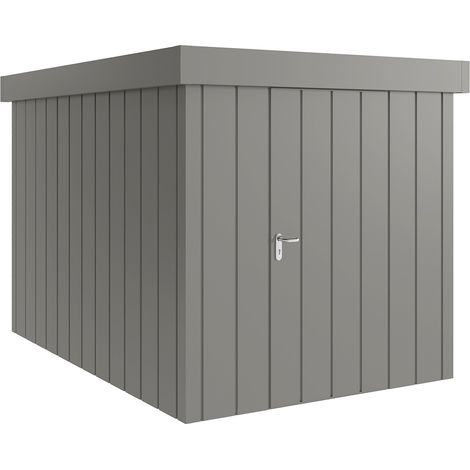 Hörmann Metall-Gerätehaus "Juno" mit Flachdach, JFD7 - Modern, 214 x 310 cm (B x T), graualuminium, 1-flüglige Tür, Anschlag rechts (1/5)