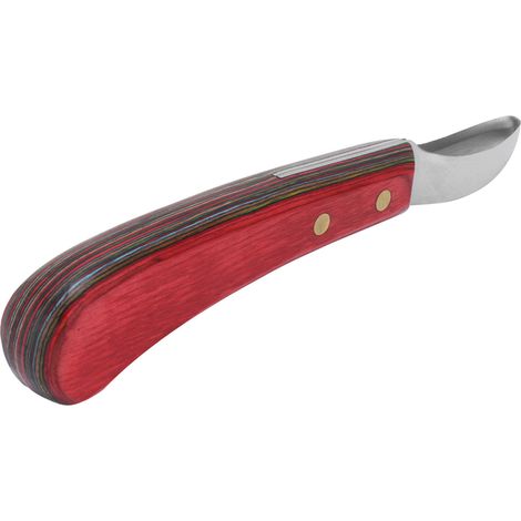 Coltello curvo per zoccoli – acciaio – 19,5 cm – manico in legno composito – maniscalco – pulizia delle forbici