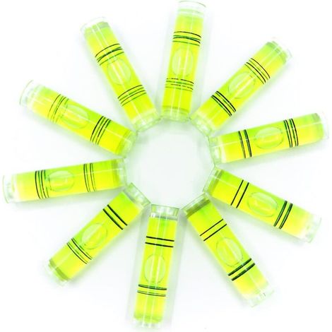 Packung mit 10 Mini-Wasserwaagen aus zylindrischem Kunststoff, hochpräzise Mini-Neigungsmesser (6x15mm)