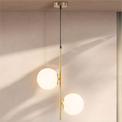 Plafonnier Suspension dorée double tête en métal pour salon (1/5)