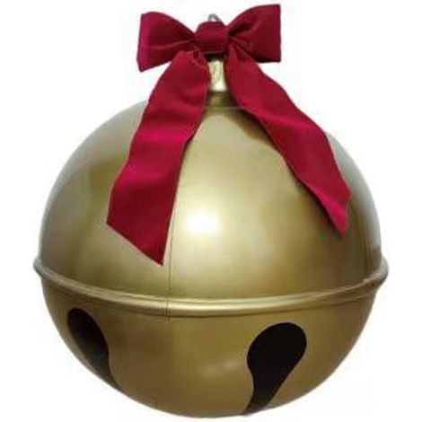 Boule de Noël gonflable géante à grelots 45/60 cm, décoration suspendue en PVC pour jardin, terrasse ou patio, diamètre 45 cm. (1/5)