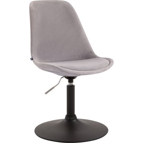 Silla de comedor x1 giratoria regulable en altura en terciopelo gris y pie trompeta de metal negro 100003500 (1/3)