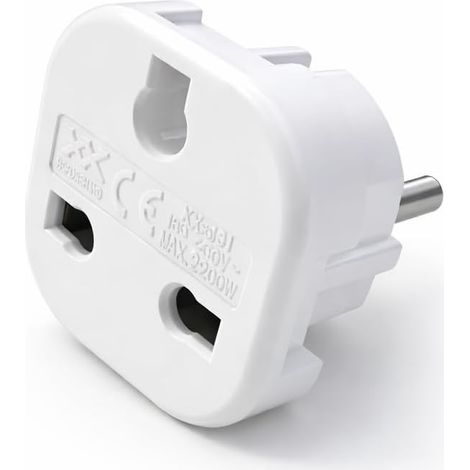 WEBMATEL Adaptador Enchufe UK a Europeo Tipo G 16A 230V Adaptador Viaje Reino Unido Blanco (1/5)