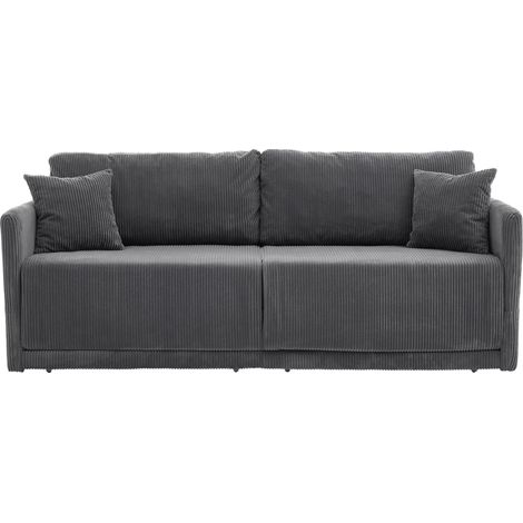 Divano letto trasformabile 2 posti in velluto a coste grigio, stile moderno, 182 x 88 x 84 cm (1/5)