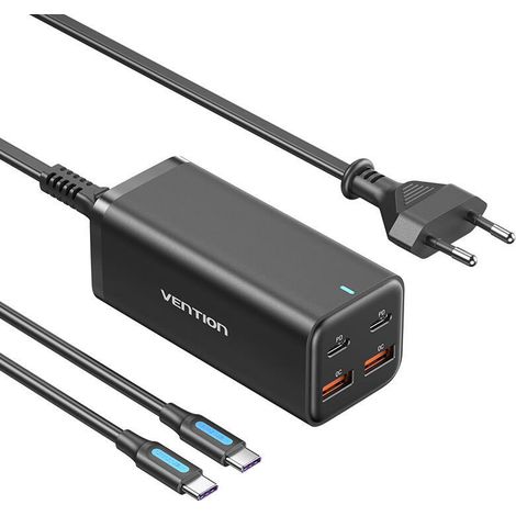 Cargador de Pared Vention FBSBG-EU/ 2xUSB Tipo-C/ 2xUSB/ 100W (1/2)