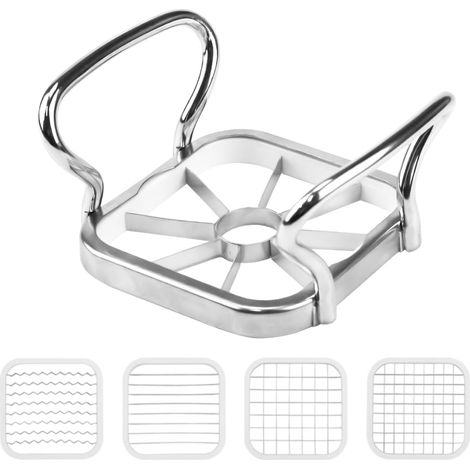 5 en 1 en acier inoxydable pour pommes avec poignée pour faire des frites en acier inoxydable, taille fruits tranchés pommes de terre en acier (1/5)
