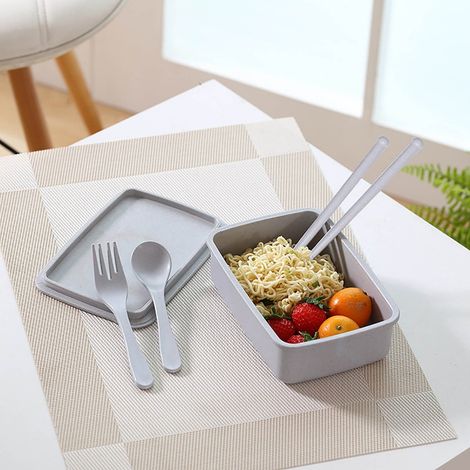 Boîte À Repas - Boîte De Conservation En Fibre - Étanche À Micro-ondes - Compartiments Multiples - Pour Étudiants Et Adultes - Lot De 4 (1/3)