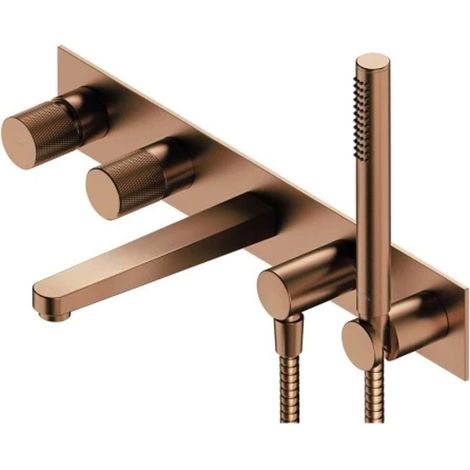 OMNIRES Contour - Mitigeur de baignoire encastré, installation 5 trous, avec corps d'encastrement, avec accessoires, cuivre brossé CT8037-1CPB (1/2)
