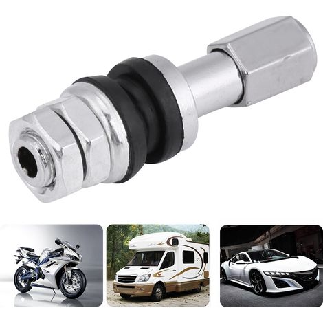 Lot de 10 valves de pneu tubeless métalliques TR43E pour voitures, camions et motos, avec capuchons anti-poussière (1/5)